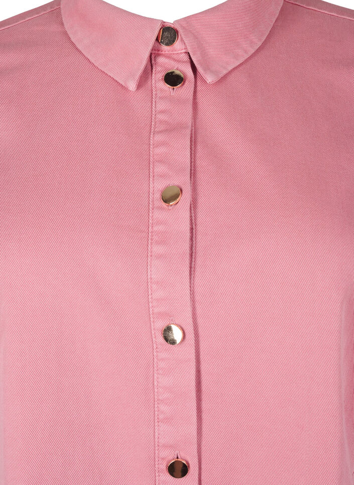 Skjortklänning i färgad denim med nätdetaljer, Heather Rose, Packshot image number 2