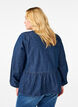 Peplum blus i denim med knytband, Blå, Model image number 2