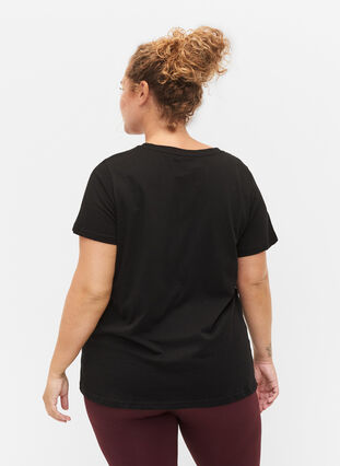 Tränings t-shirt i bomull med tryck, Black w. No. 10, Model image number 1