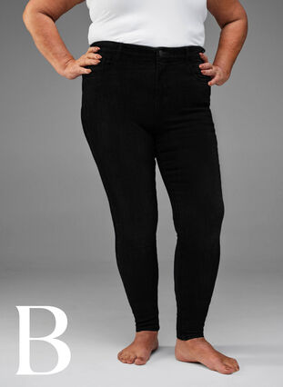 Mycket åtsittande jeans med hög midja, Black, Model image number 4