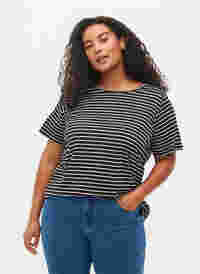 2-pack t-shirt i bomull, Black/Black Stripe, Model