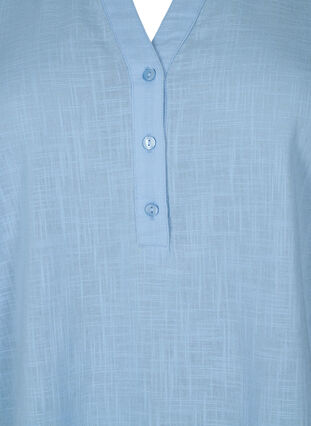 Skjortblus i bomull med v-ringning, Serenity, Packshot image number 2