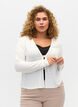 Ribbstickad cardigan med snörning, White, Model image number 0