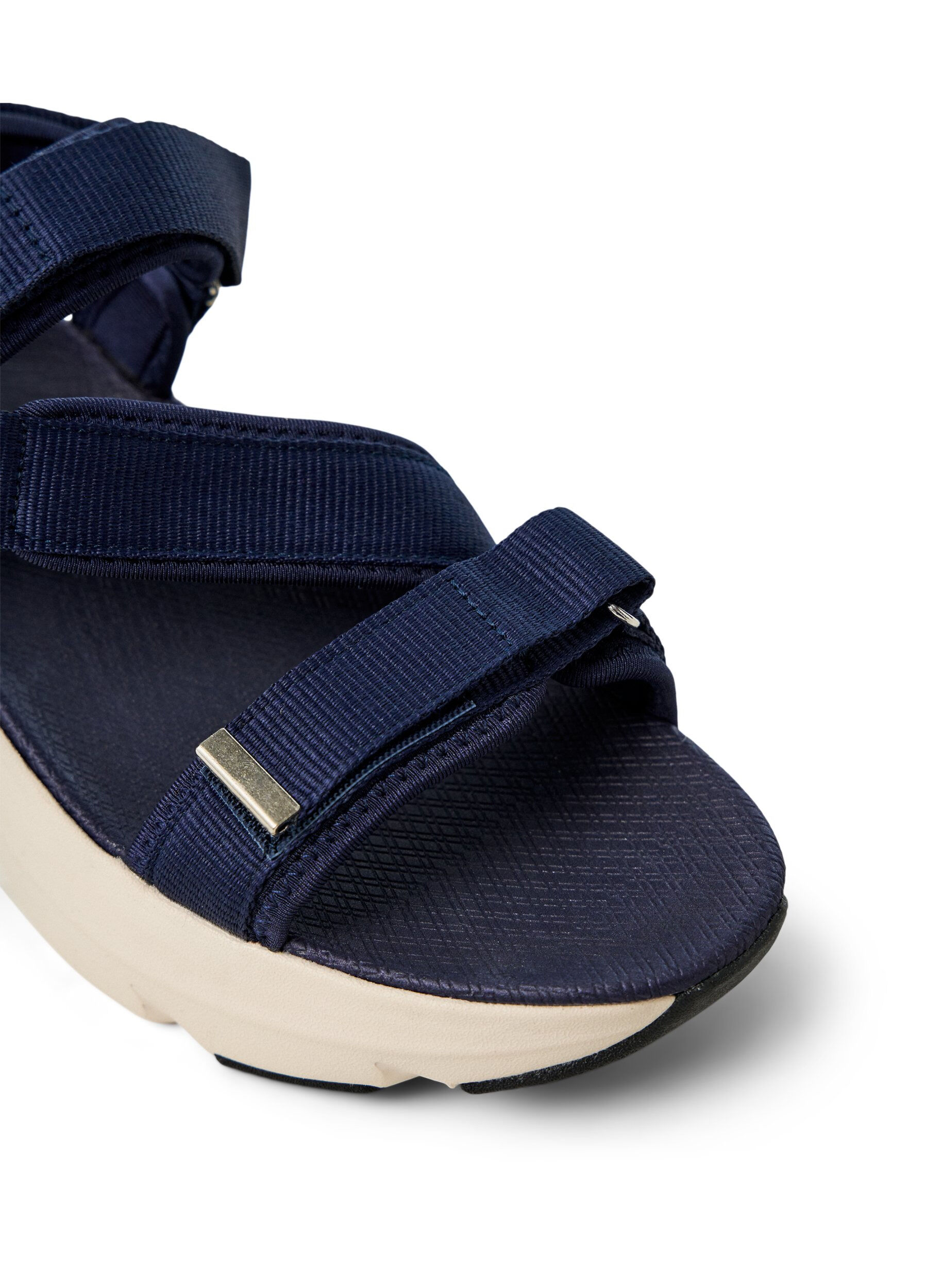 ZizziBekv&auml;m sandal med kardborreband och h&aring;lfotsst&ouml;d, Bl&aring;, Packshot image number 3