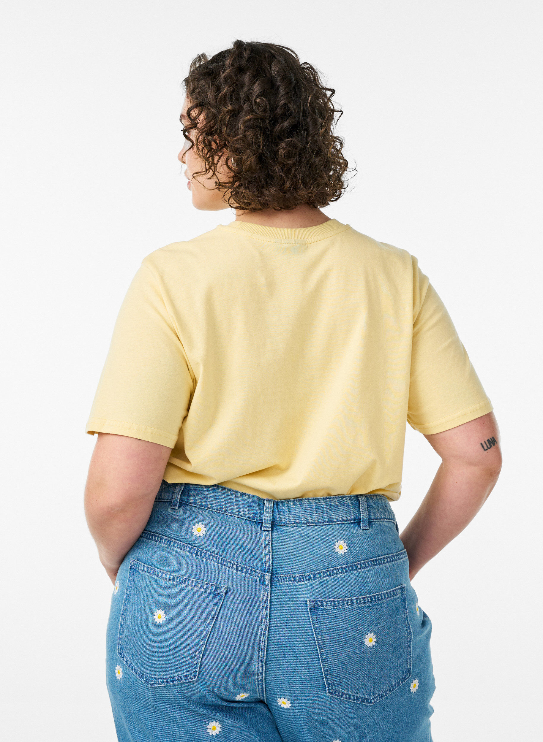 ZizziT-shirt i bomull med tryck, Gul, Model image number 2