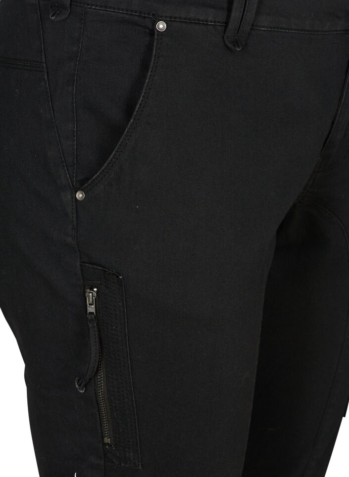 Caprijeans med smal passform och fickor, Svart, Packshot image number 2