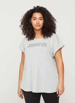 Tränings-t-shirt med tryck, Light Grey Melange, Model image number 0