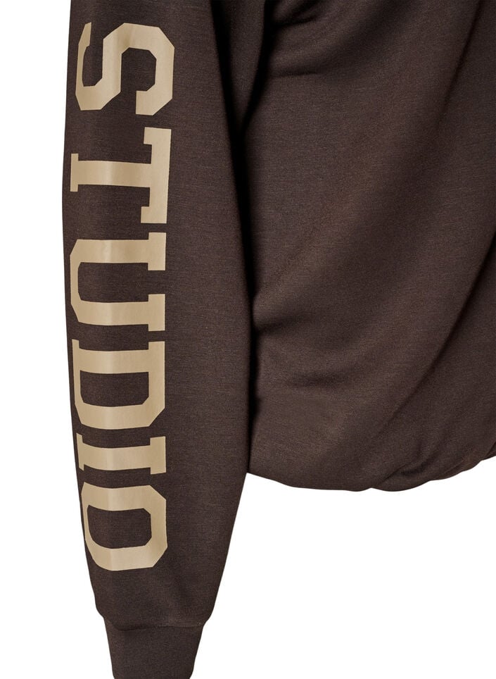 Sportig bomberkofta med dragkedja och h&ouml;g krage, Brun, Packshot image number 3