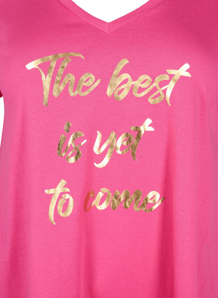 T-shirt i bomull med kort ärmar, Raspberry S. Best, Packshot image number 2