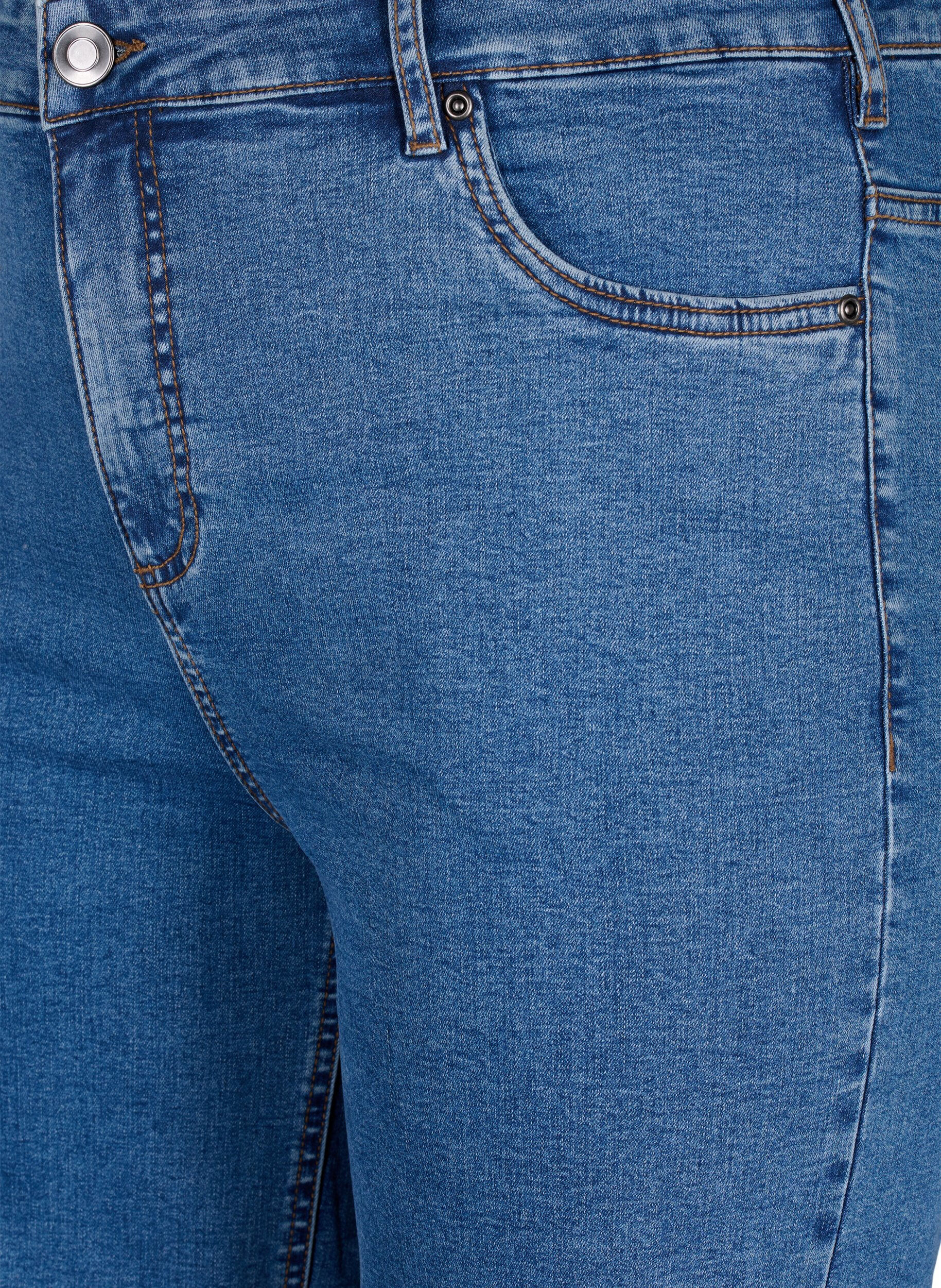 Zizzi &Aring;tsittande jeansshorts med h&ouml;g midja, Blue Denim, Packshot image number 2