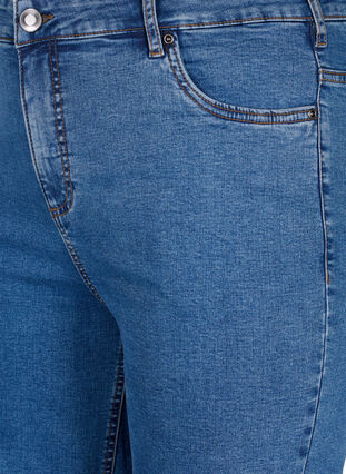 Åtsittande jeansshorts med hög midja, Blue Denim, Packshot image number 2