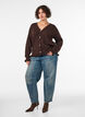 Cardigan med harlekinm&ouml;nster och v-ringning, Brun, Model image number 1