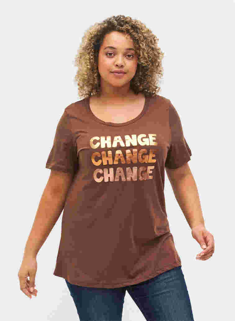 T-shirt i bomull med korta ärmar, Chestnut Change, Model