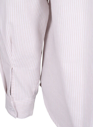 Långärmad bomullsskjorta, White Taupe Stripe, Packshot image number 4
