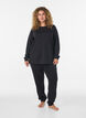L&aring;ng&auml;rmad blus i jersey med rund hals, Svart, Model image number 1