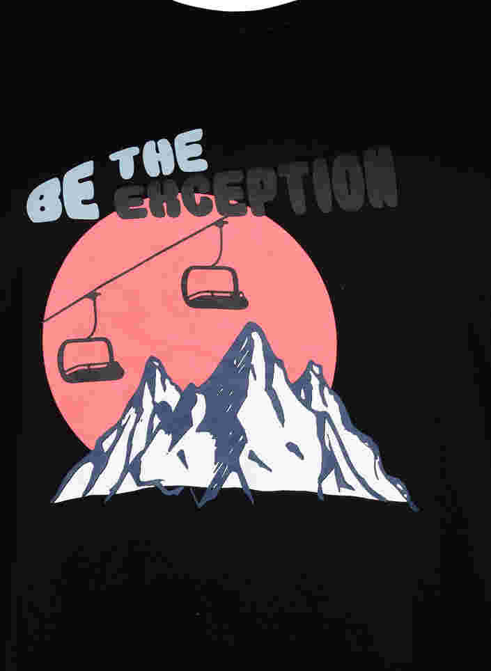 T-shirt i bomull med tryck, Black/Dubarry, Packshot image number 2