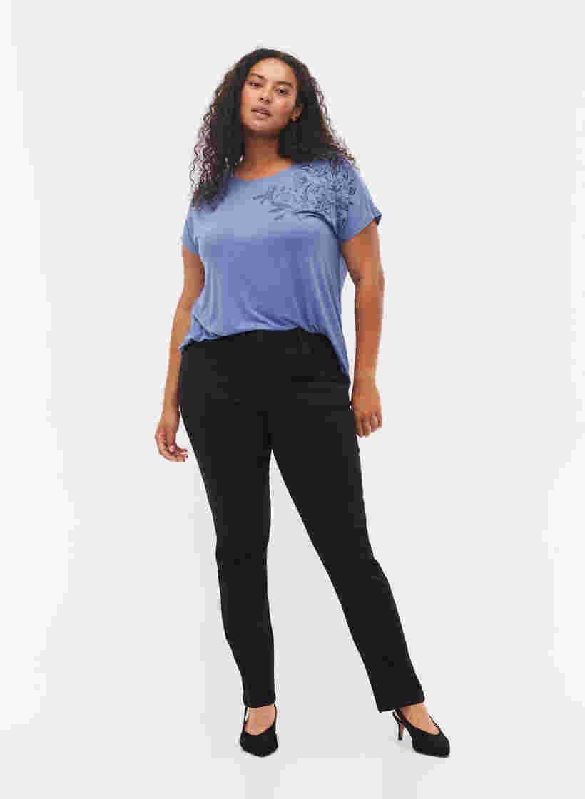 Slim fit Emily jeans med normalhög midja, Black, Model image number 0