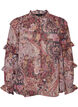 Blus med paisleym&ouml;nster och volangdetaljer, Lila, Packshot image number 0