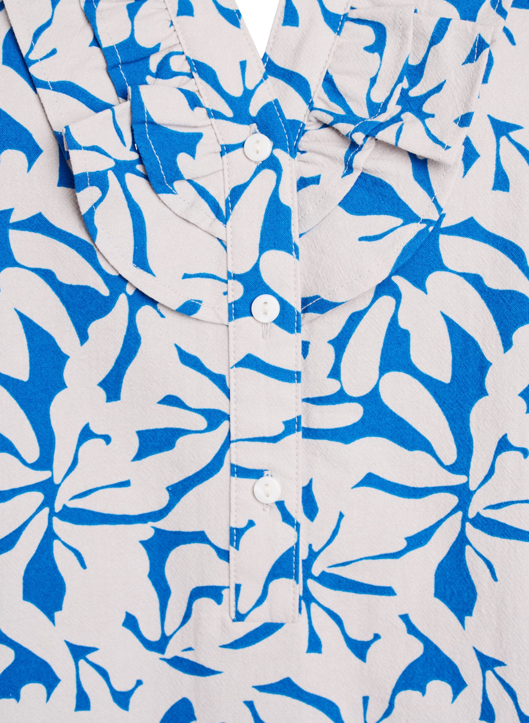 Zizzi 3/4-&auml;rmad blus i bomull med r&auml;nder, Bl&aring;, Packshot image number 2