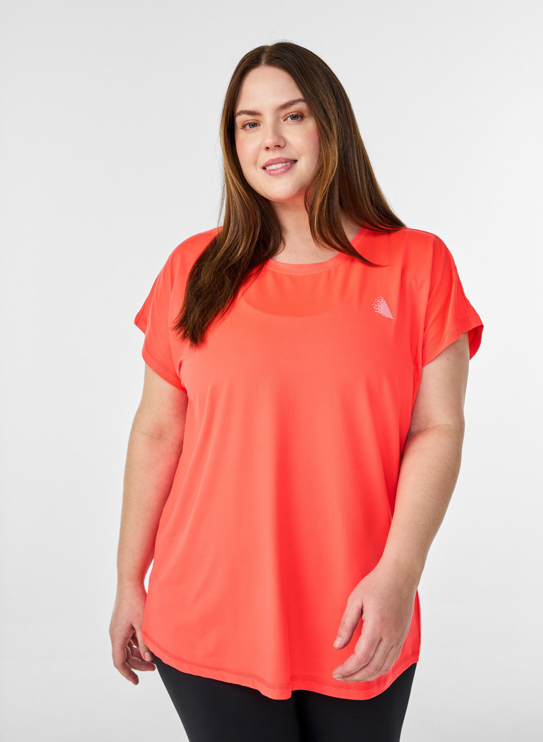 Zizzi Enf&auml;rgad tr&auml;nings-T-shirt, Orange, Model image number 0