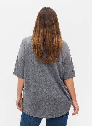 Melerad tröja med korta ärmar, Black Mel., Model image number 1