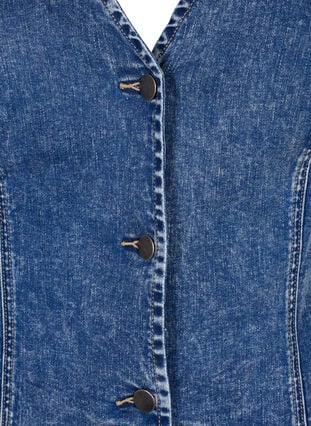 Slim fit denimväst med knappar, Blue Denim, Packshot image number 2