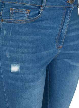 Denimshorts med fickor och rå kant, Blue denim, Packshot image number 2