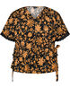 Blommig blus i bomull med knytning, Orange, Packshot image number 0