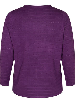 Stickad tröja med struktur och rund hals, Amaranth Purple, Packshot image number 1