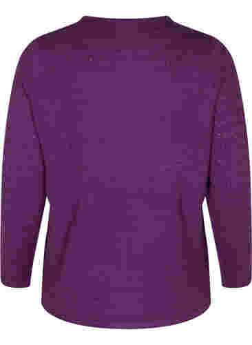 Stickad tröja med struktur och rund hals, Amaranth Purple, Packshot image number 1