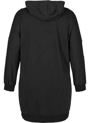 Långärmad sweatklänning med huva, Black, Packshot image number 1