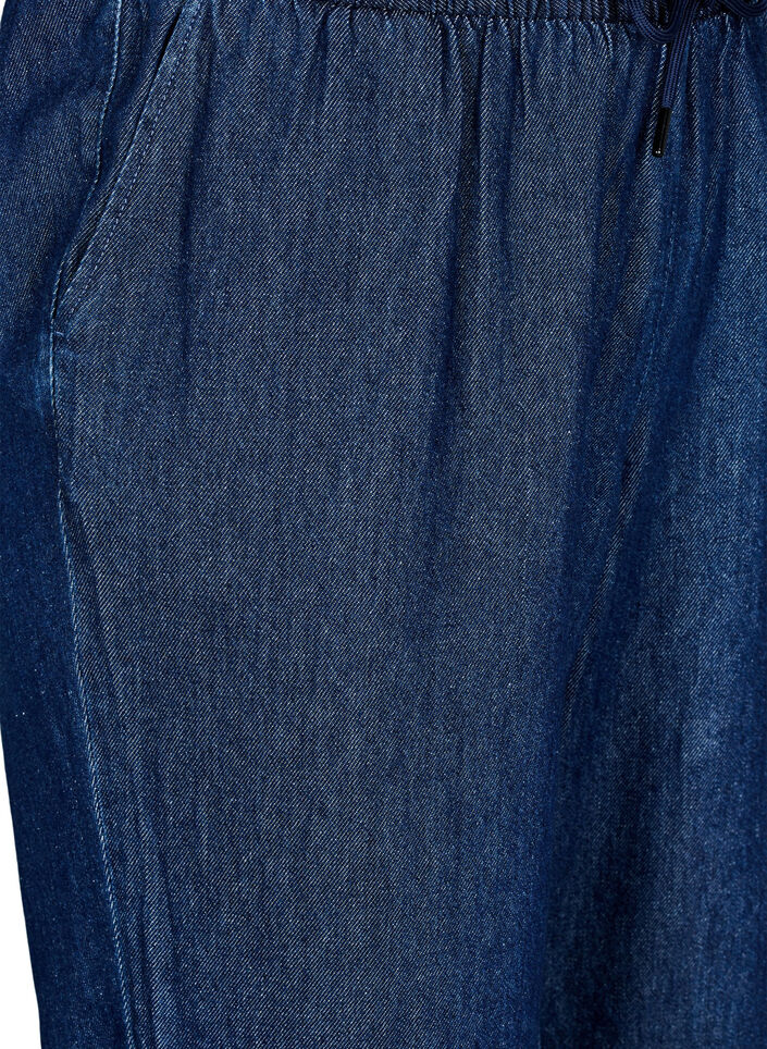 Jeans med rak passform och res&aring;r i midjan, Bl&aring;, Packshot image number 2