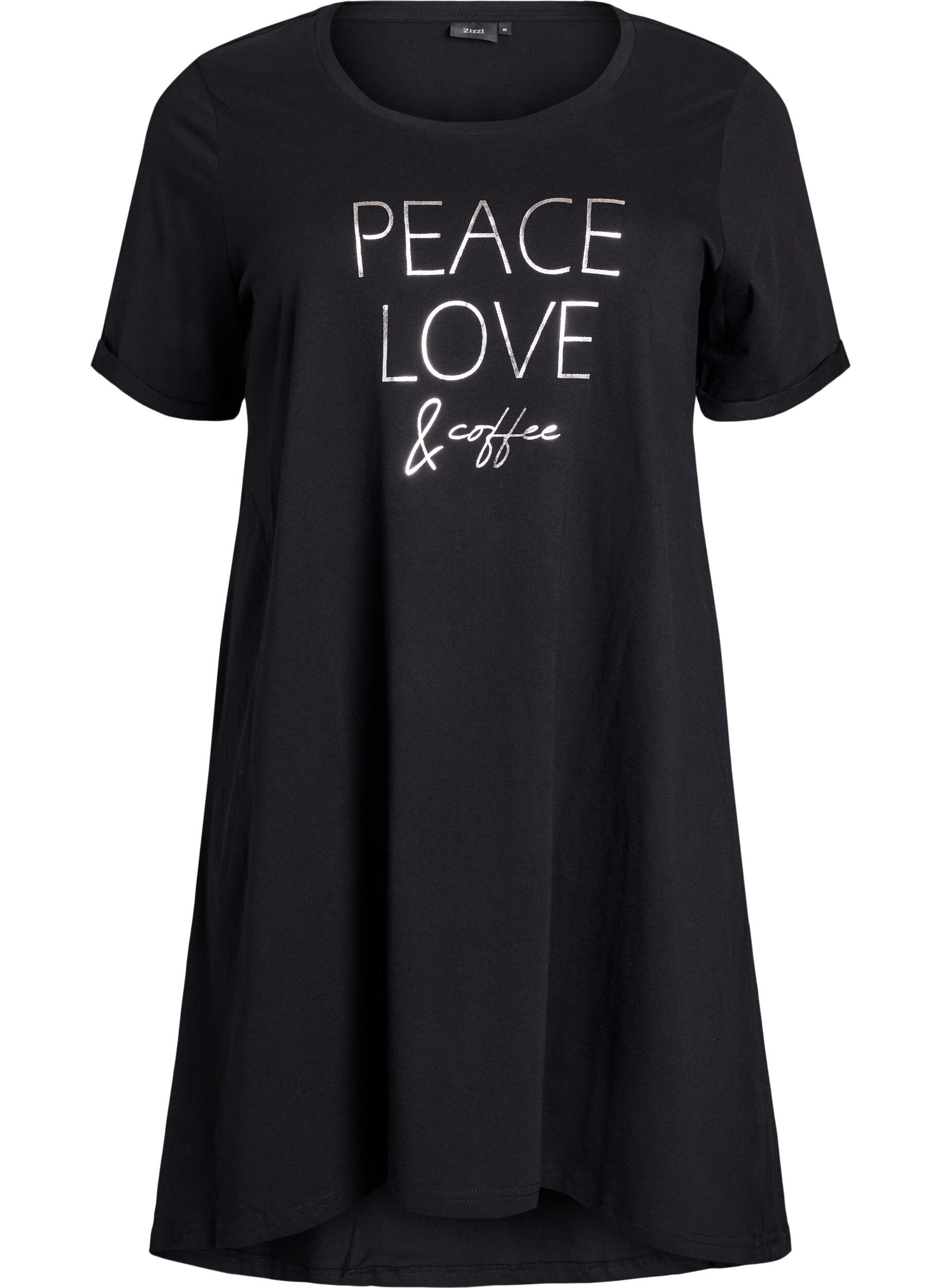 Zizzi Kort&auml;rmat nattlinne i ekologisk bomull, Svart, Packshot image number 0