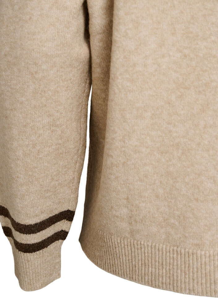 Tr&ouml;ja med logga och kontrastr&auml;nder, Beige, Packshot image number 3