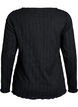 Blus i jersey med v&aring;gig struktur, Svart, Packshot image number 1
