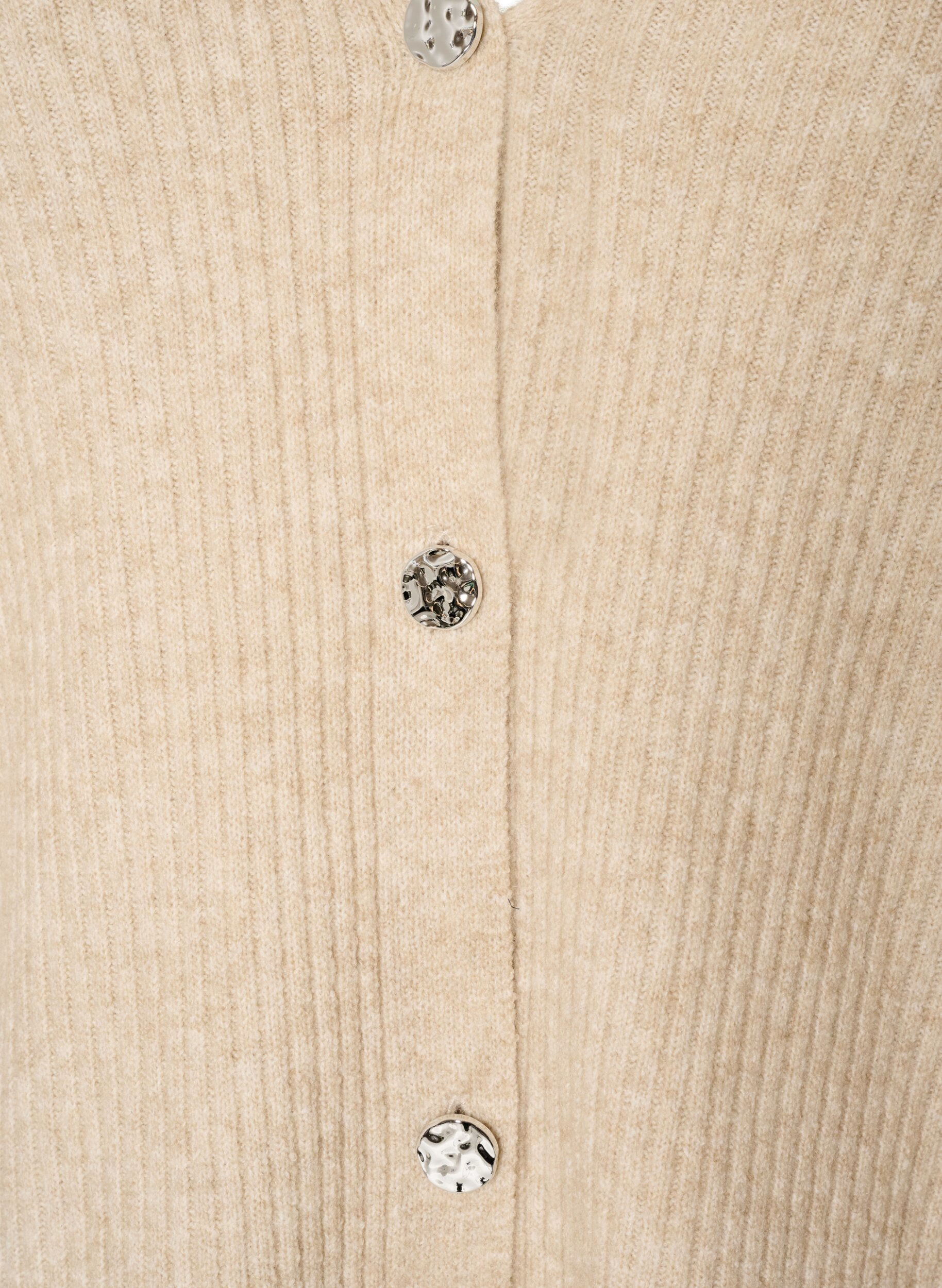 ZizziKofta med V-ringning och ribbad struktur, Beige, Packshot image number 2