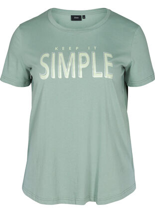 T-shirt i bomull med tryck, Chinois Green SIMPLE, Packshot image number 0