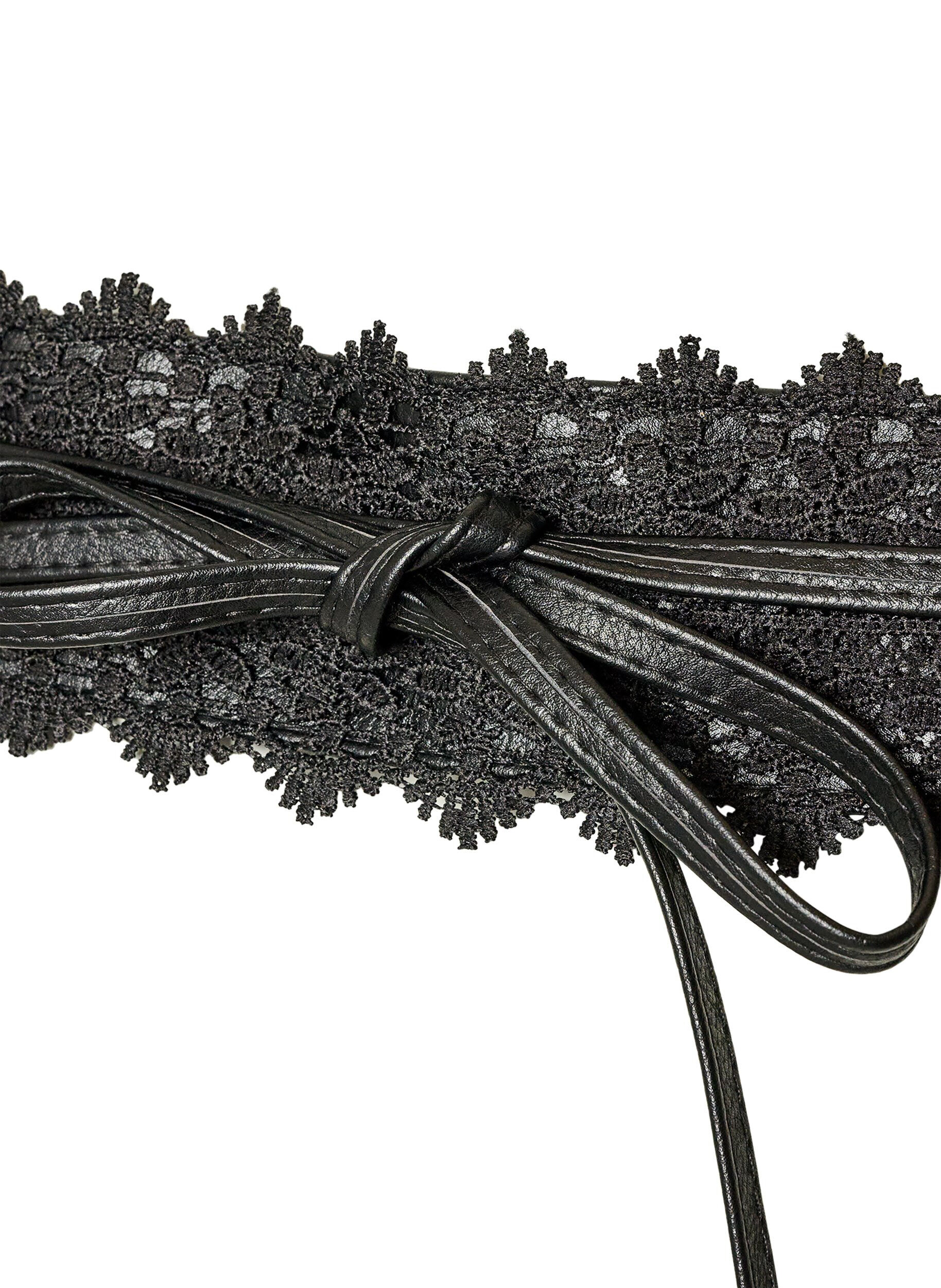 ZizziMidjesk&auml;rp med spets och knytning, Svart, Packshot image number 2