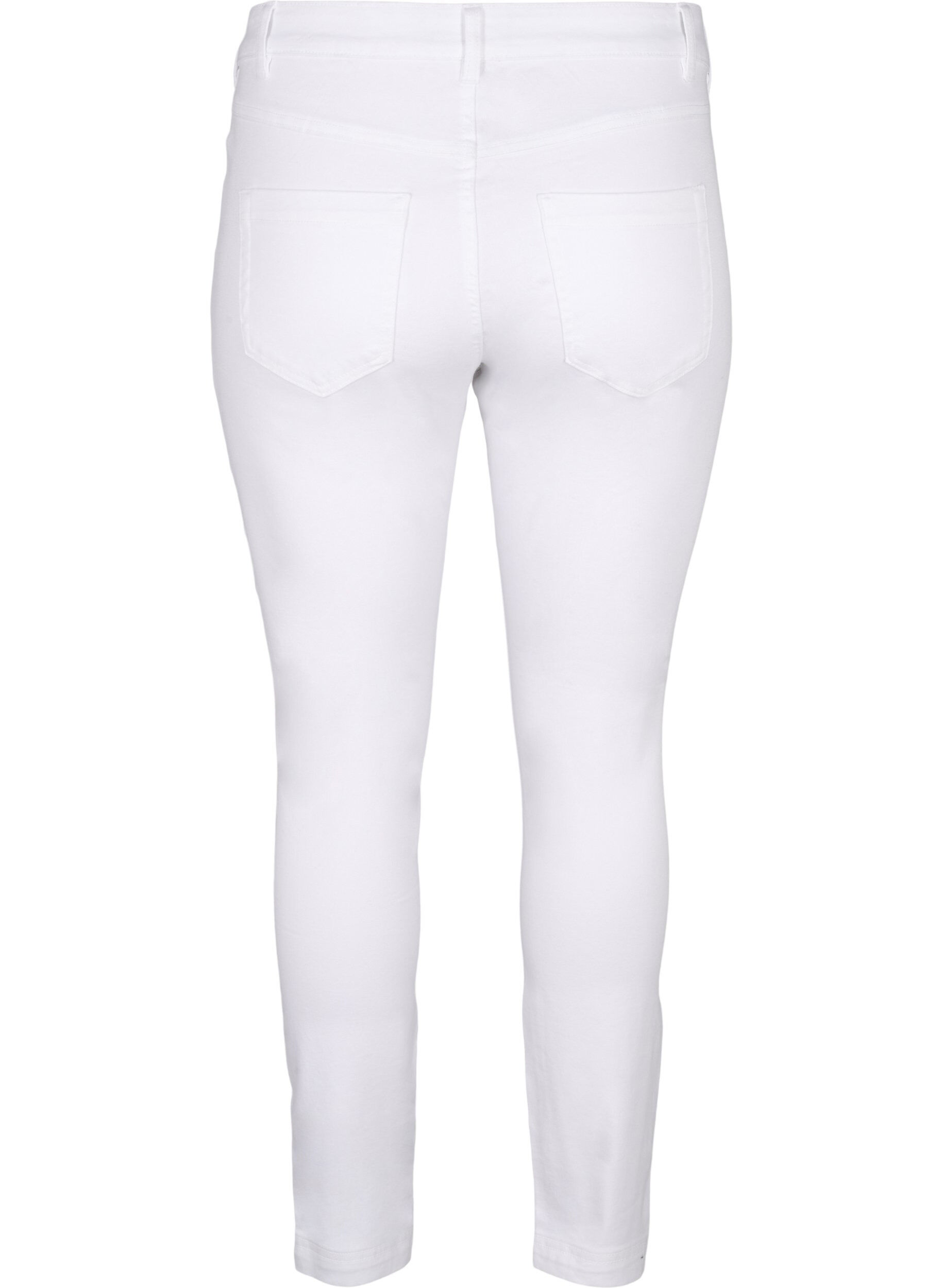 Zizzi Viona jeans med normal midja, Vit, Packshot image number 1