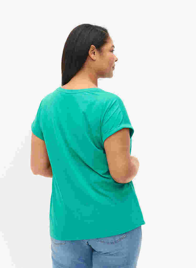 Kortärmad t-shirt i bomullsmix, Emerald Green, Model image number 1