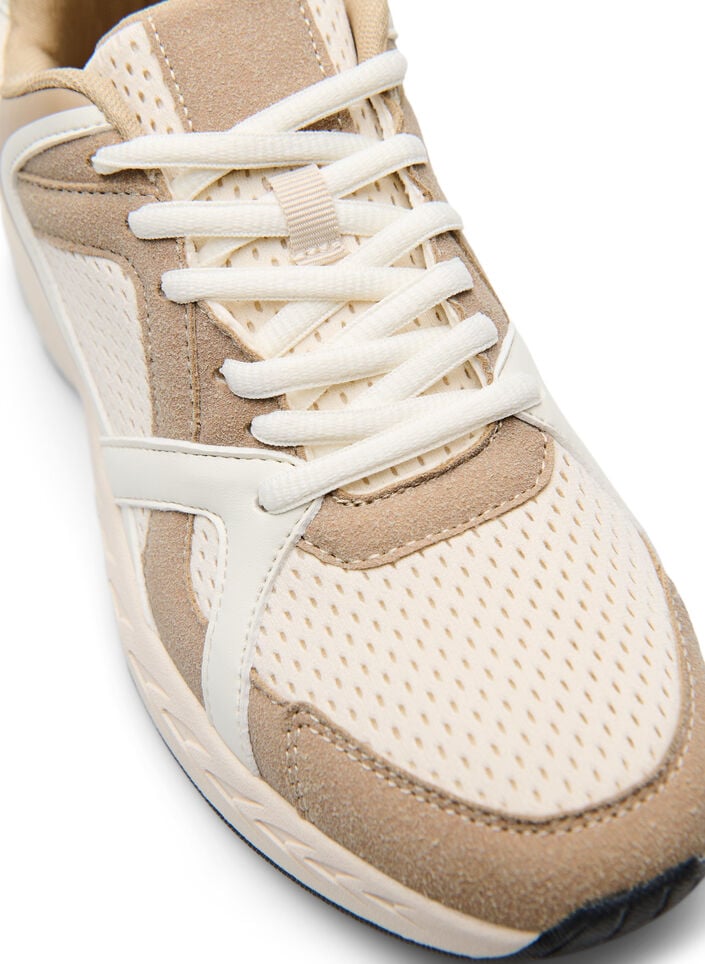 Sportiga sneakers med mesh, Beige, Packshot image number 3