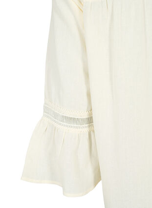 Tunika i ekologisk bomull med feminina detaljer, Antique White, Packshot image number 3