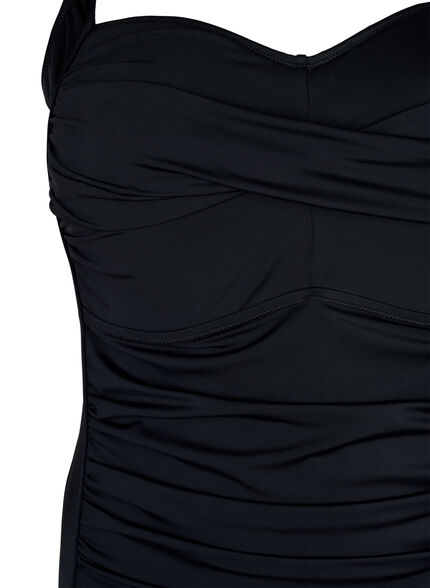 ZizziVadderad baddräkt med draperingar, Svart, Packshot image number 2