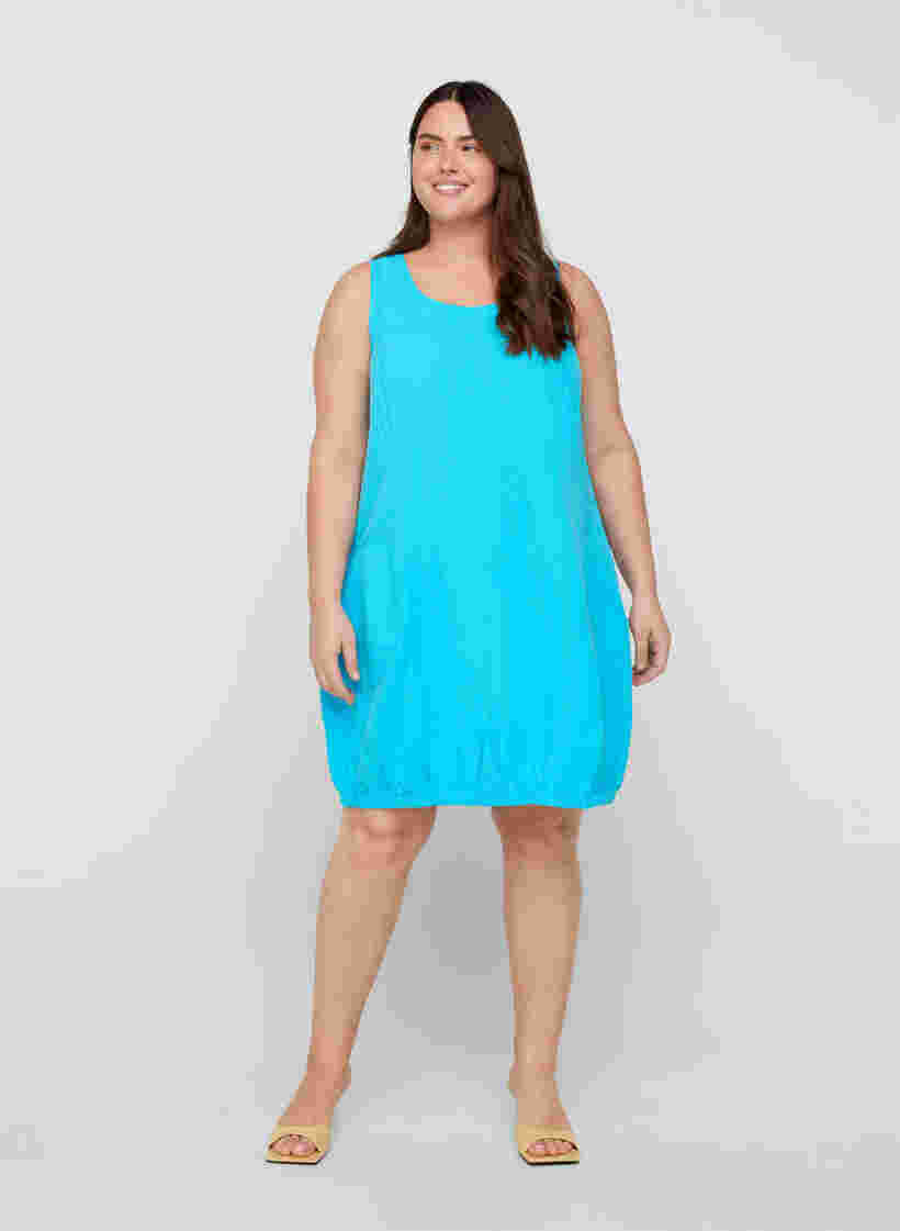 Ärmlös klänning i bomull, River Blue, Model image number 2