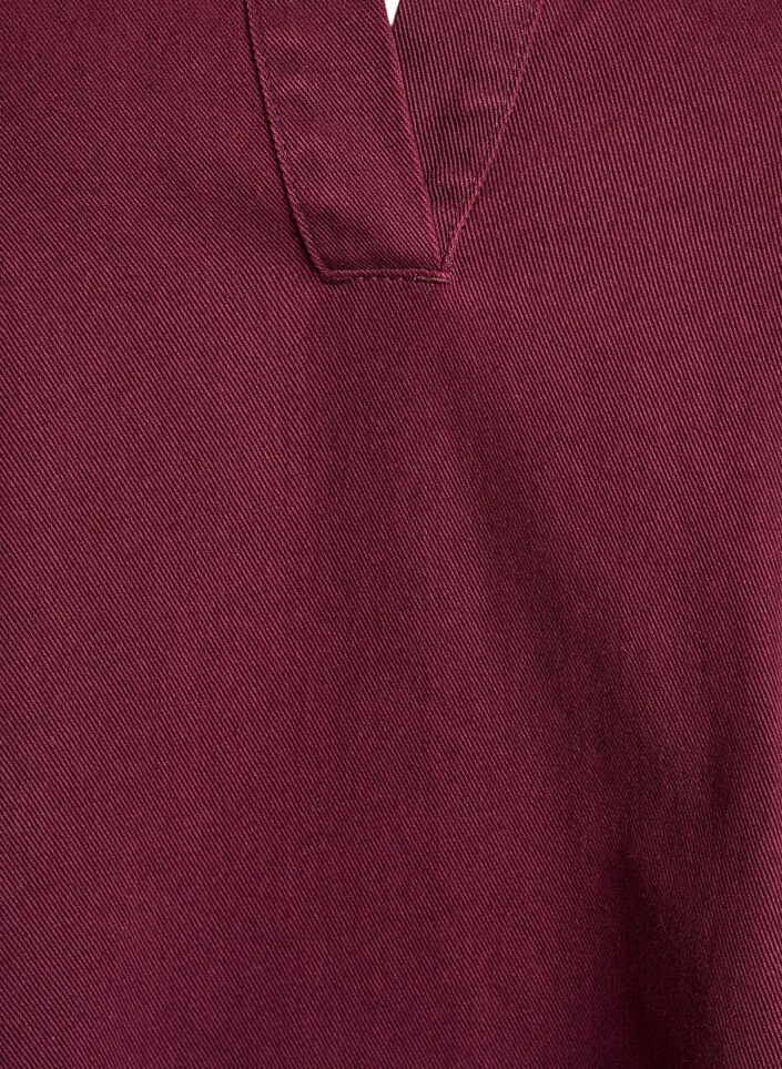 Kort jeansklänning med krage och v-ringning, Röd, Packshot image number 2