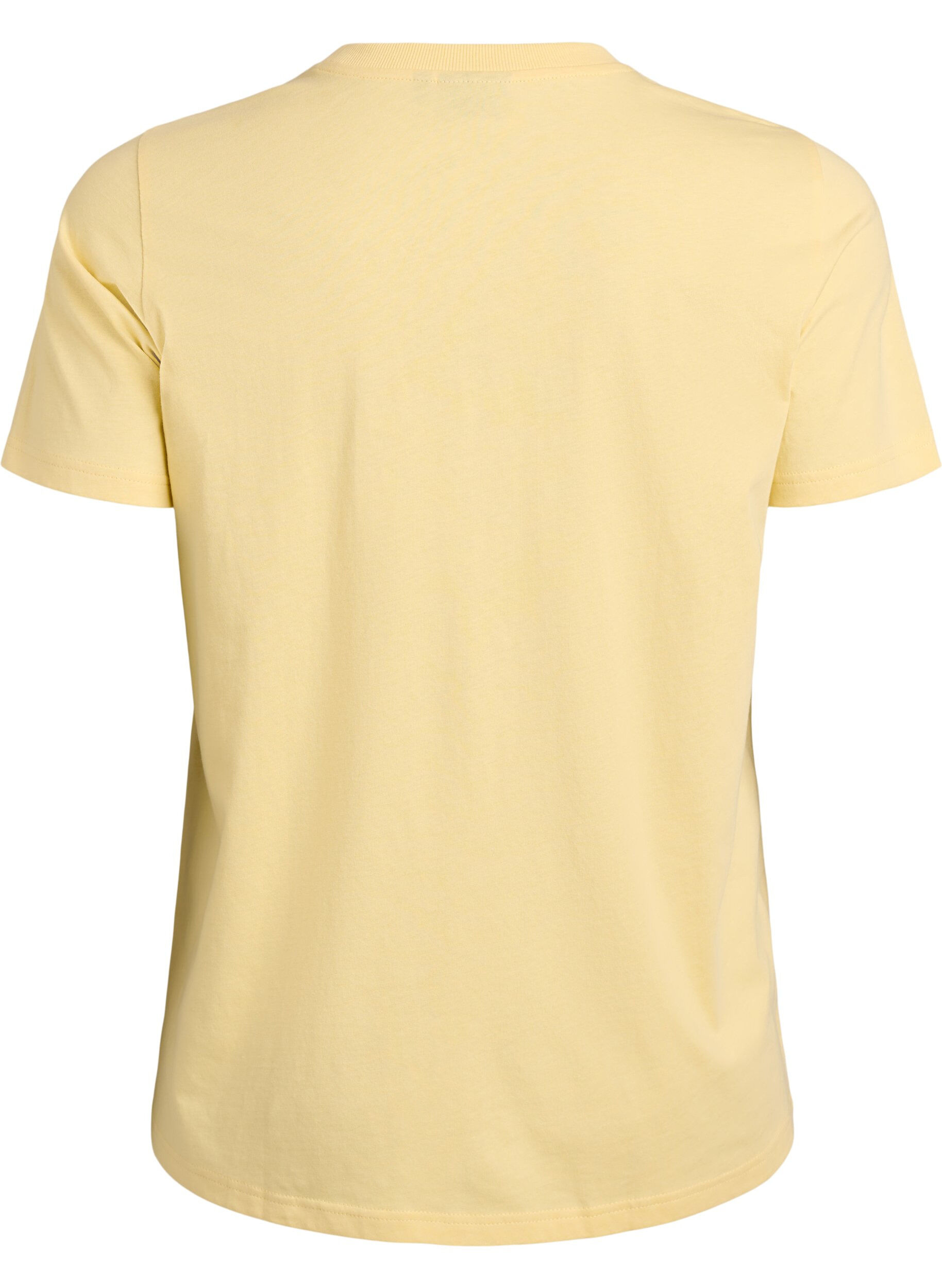 ZizziEnkel t-shirt i bomull med rund halsringning, Gul, Packshot image number 1