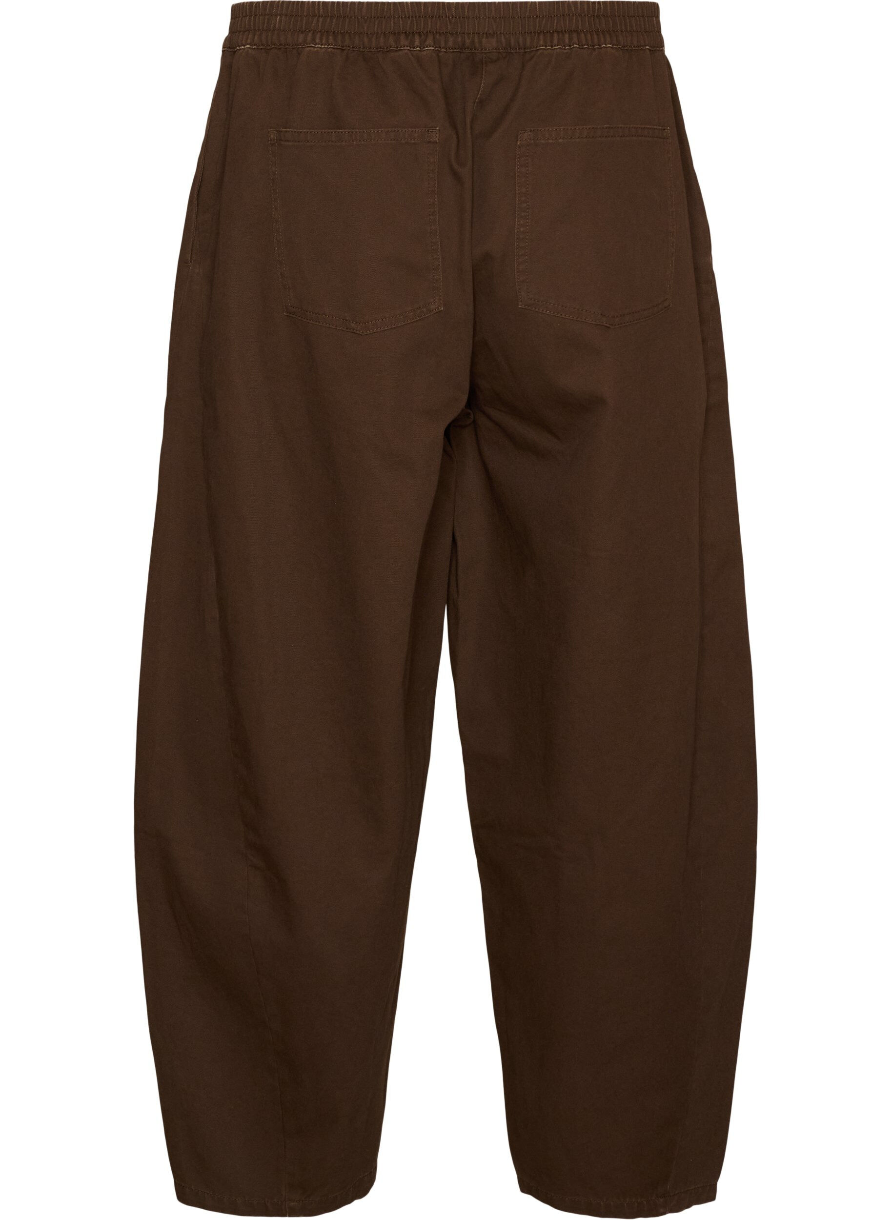 ZizziBarrel-jeans med h&ouml;g midja och res&aring;r i midjan, Brun, Packshot image number 1