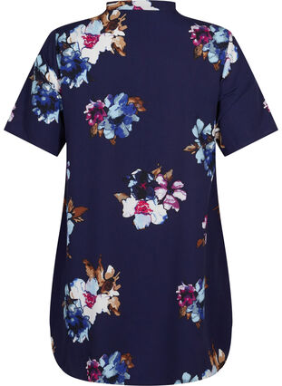 FLASH - Tryckt tunika med korta ärmar, Big Blue Flower, Packshot image number 1