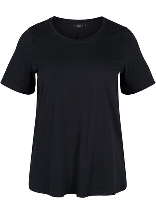 Melerad t-shirt med korta ärmar, Black, Packshot image number 0