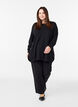 Stickad blus med knappar i sidan, Svart, Model image number 1